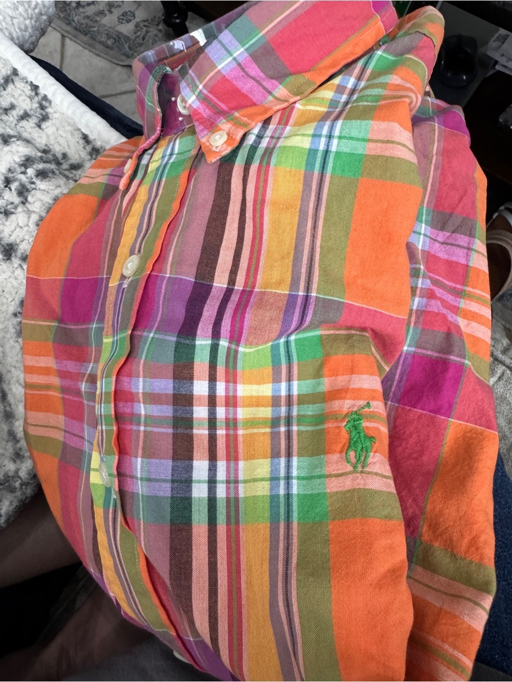 NEW XL Ralph Lauren Men’s Orange Pink Plaid Button-Down Custom fit Shirt - Picture 7 of 11